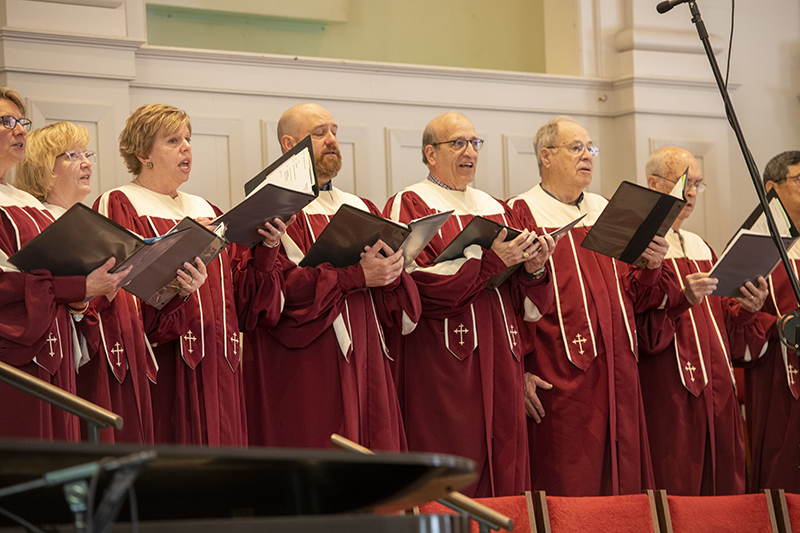 Choir singing at Huguenot Road Baptist Church