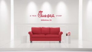 The Chick-Fil-A red couch