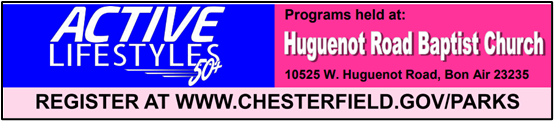 Banner for Active Lifestyles 50+ at Huguenot Road Baptist Church