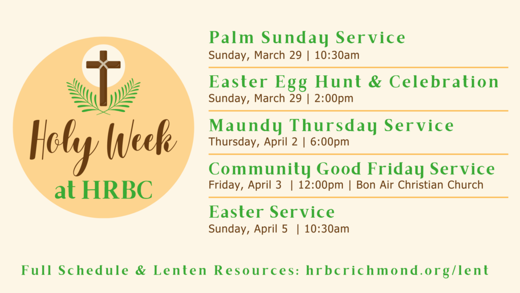 2026 Holy Week Schedule